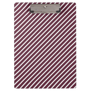 Maroon, Burgundy and White Diagonal Stripes Clipboard