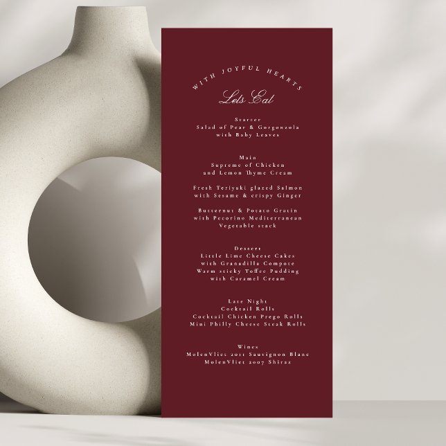 Maroon Burgundy Classic Calligraphy Formal Wedding Menu (Creator Uploaded)