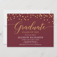 Maroon burgundy gold elegant 2022 graduation