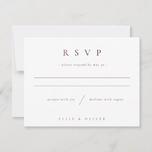 Maroon Burgundy Modern Minimal Wedding RSVP Card