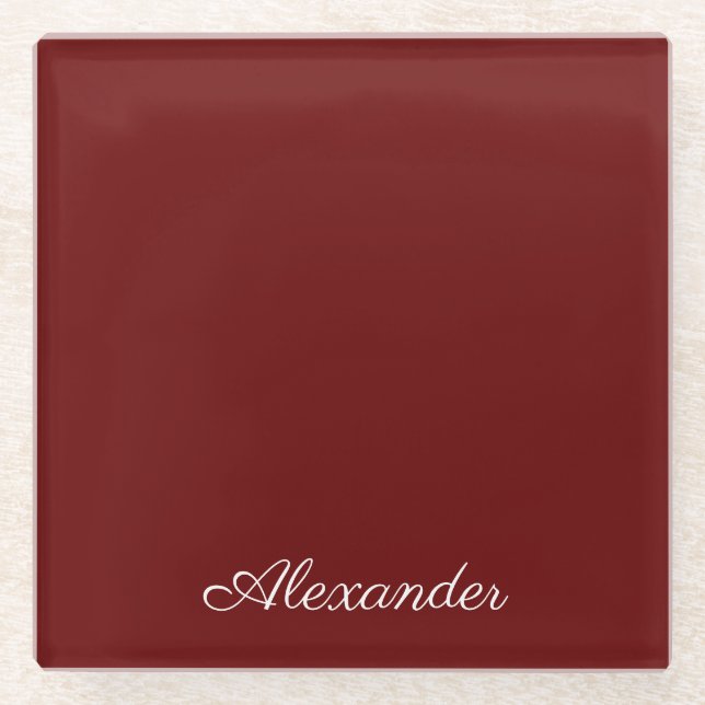 Maroon Burgundy Rust Red Solid coloured Glass Coaster (Front)