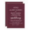 Maroon Burgundy Simple Modern Wedding Card