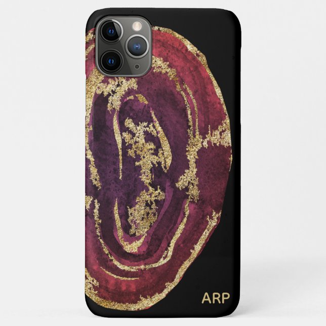 *~* Maroon Burgundy Wine Gold Glitter Case-Mate iPhone Case (Back)