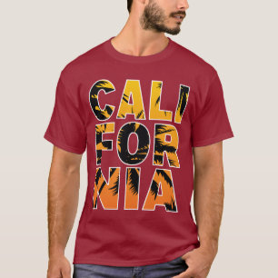 Maroon California Palm Trees Sunset T-Shirt