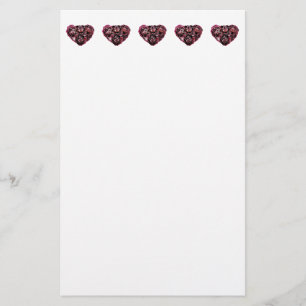 Maroon Carnation Heart Stationery