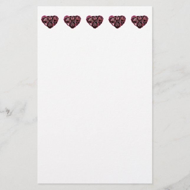 Maroon Carnation Heart Stationery (Front)