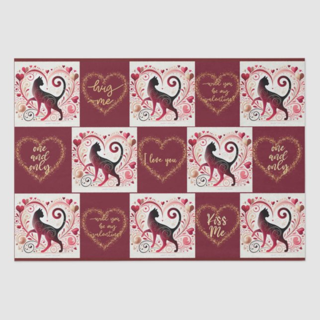 Maroon Cat - Wrapping Paper  (Front)