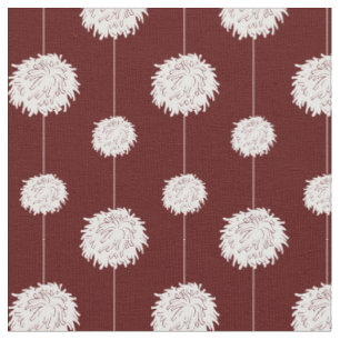 Maroon Cheerleader Pom Pom Pattern Fabric