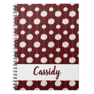 Maroon Cheerleader Pom Pom Pattern Notebook