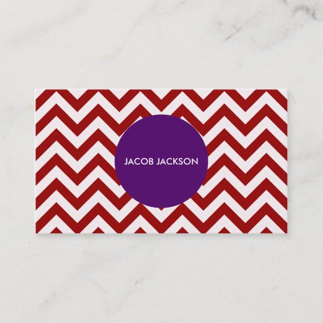 Maroon Chevron Business Card (Front)