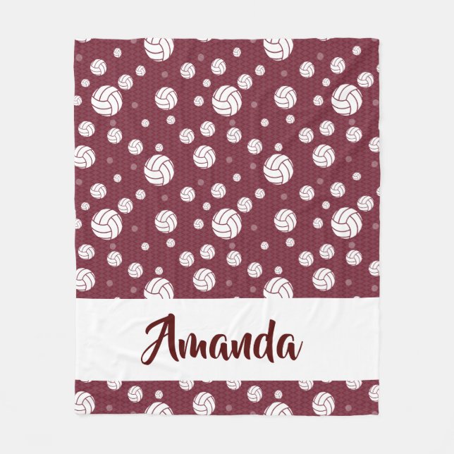 Maroon Chevron Volleyball Pattern Fleece Blanket (Front)