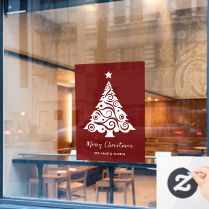 Maroon Christmas Tree Business Window Decoration