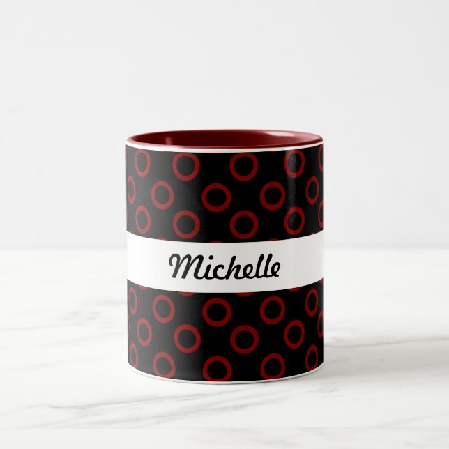 Maroon Circles w/Black Two-Tone Coffee Mug (Center)