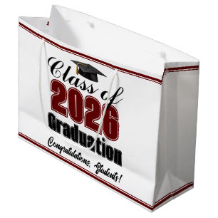 Maroon Class of 2026 Custom Graduation Party Large Gift Bag