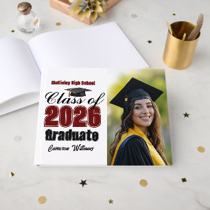 Maroon Class of 2026 Graduation Photo Guest Book
