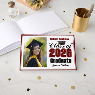 Maroon Class of 2026 Photo Small Graduation Guest Book