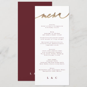 Maroon Classic Dark Red Plum Burgundy Wedding Menu