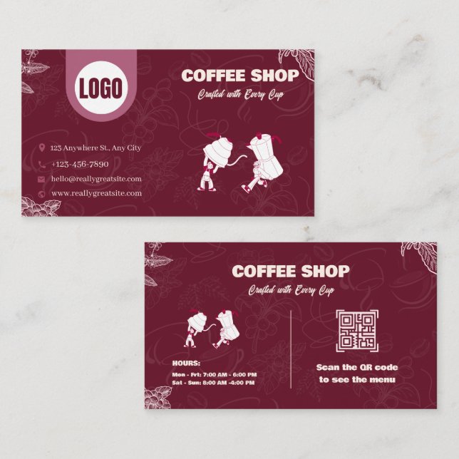 Maroon Coffee Shop Business Card (Front/Back)
