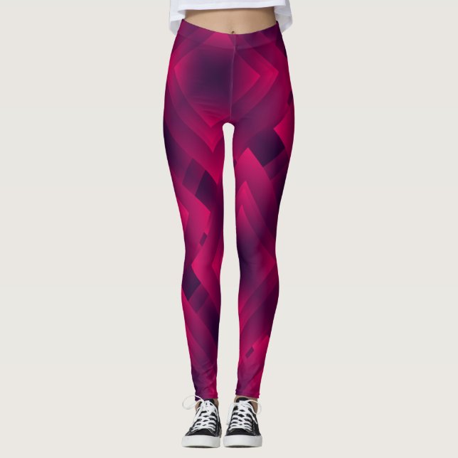 Maroon colour geometric simple design leggings (Front)