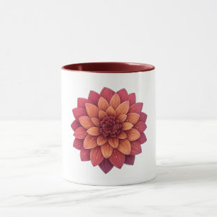 Maroon Combo Mug - Dahlia Flower