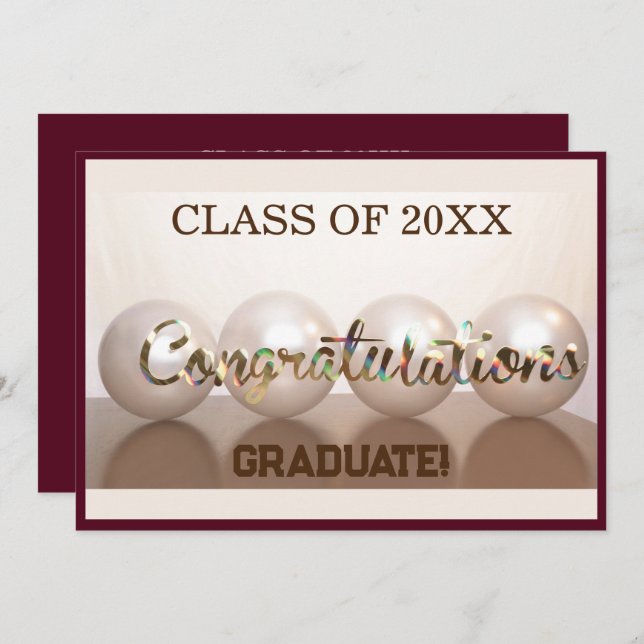 Maroon Congratulations Graduate Graduation Balloon Invitation (Front/Back)