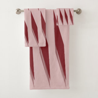 Maroon-Copper Rose Stripe Bath Towel Set