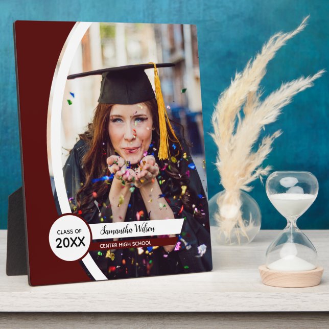 Maroon Curved Frame Photo Graduation (Side)