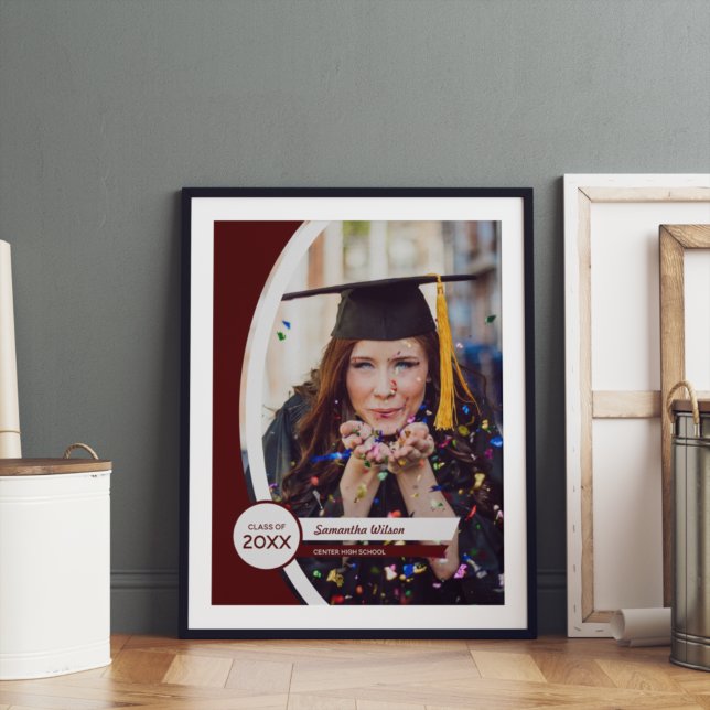 Maroon Curved Frame Photo Graduation Poster (Creator Uploaded)