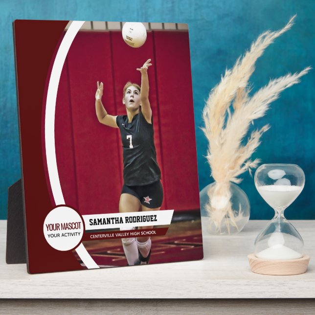 Maroon Curved Frame School Photo Display (Side)
