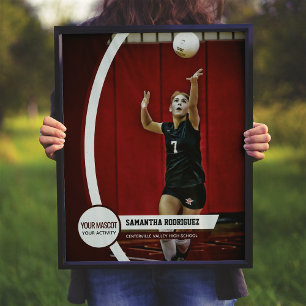 Maroon Curved Frame School Photo Poster