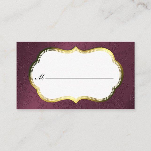 Maroon Damask Formal Place Cards (Front)