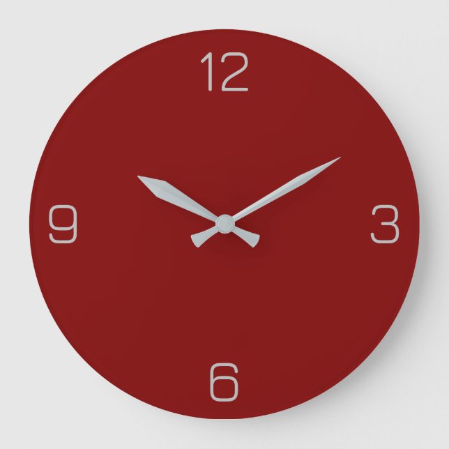 Maroon / Dark Red 800000 with Add a Name Option Large Clock (Front)