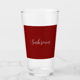 Maroon Dark Red Professional Calligraphy Add Name Glass