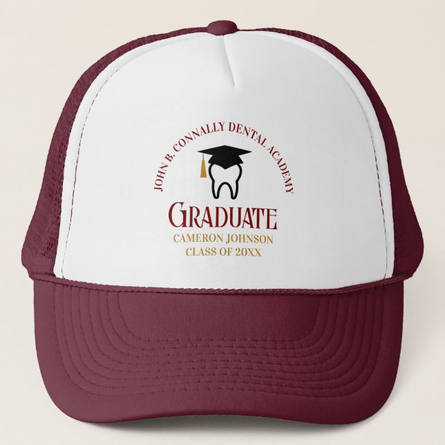 Maroon Dental School Custom Dentist Graduation Trucker Hat (Front)