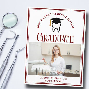 Maroon Dental School Photo Custom Graduation Announcement Postcard