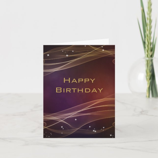 Maroon Design with Gold Accents Happy Birthday Card (Front)