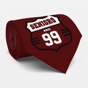 Maroon Distressed Seniors Road Sign Tie