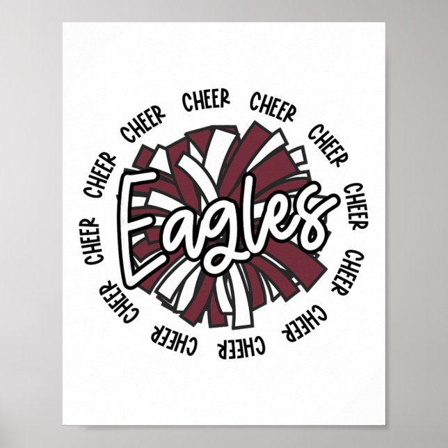 Maroon Eagles Cheer Mum Cheerleading Team Squad Co Poster (Front)