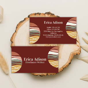 Maroon Earth Tone Abstract Boho Chic Business Card