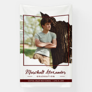 Maroon Edgy Abstract Torn Photo Graduation Banner