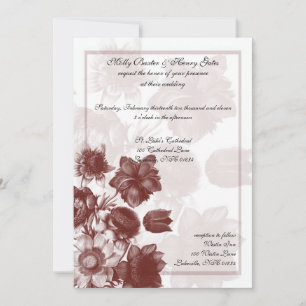 Maroon Elegant Flower Wedding Invitations