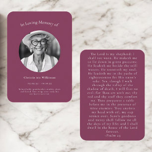 Maroon Elegant Psalm 23 Funeral Remembrance Enclosure Card