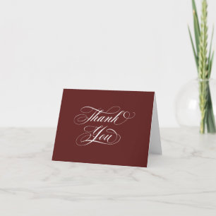 Maroon Elegant Script Graduation Photo+Message Thank You Card