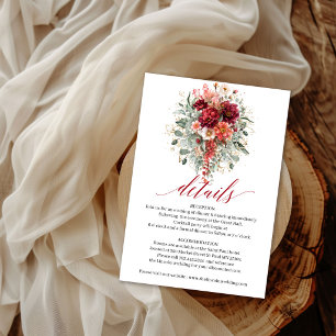 Maroon Floral Greenery Bohemian Fall Details Card