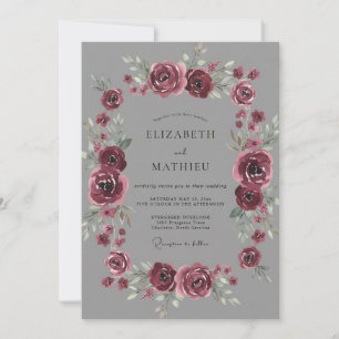 Maroon Floral Whimsy Wedding Invitation