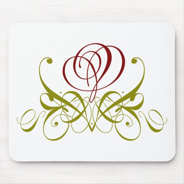 Maroon Flourish Rose Mouse Pad (Front)