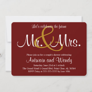 Maroon Future Mr. & Mrs. Engagement Party Invitation