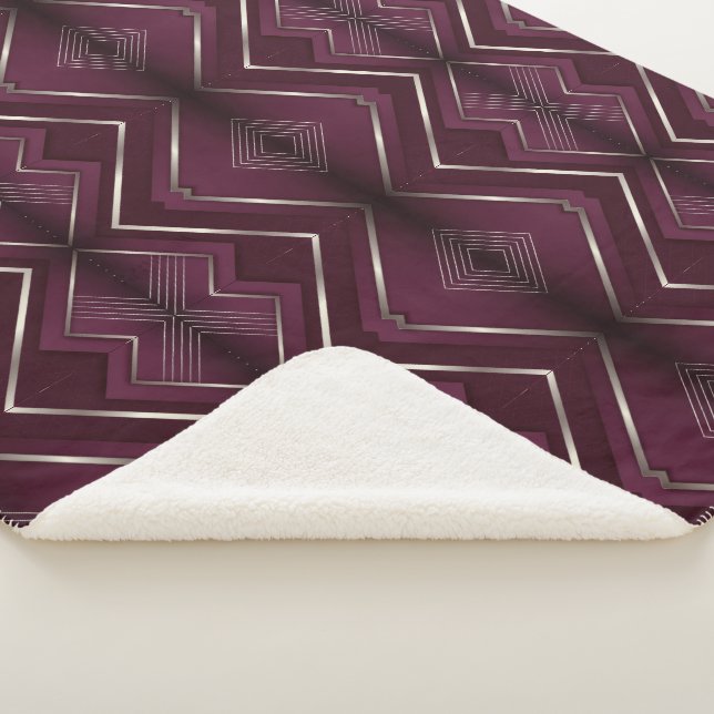 Maroon Geometric Sherpa Blanket (3/4)