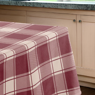 Maroon Gingham Fall Autumn Tablecloth