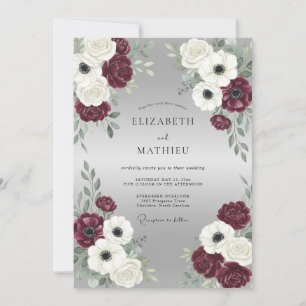 Maroon Glistening Winter Wedding Invitation